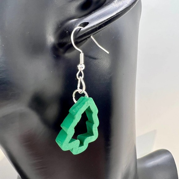 Christmas Tree Earrings - Cookie Cutter Earrings - Dangle Earrings - Picture 6 of 8